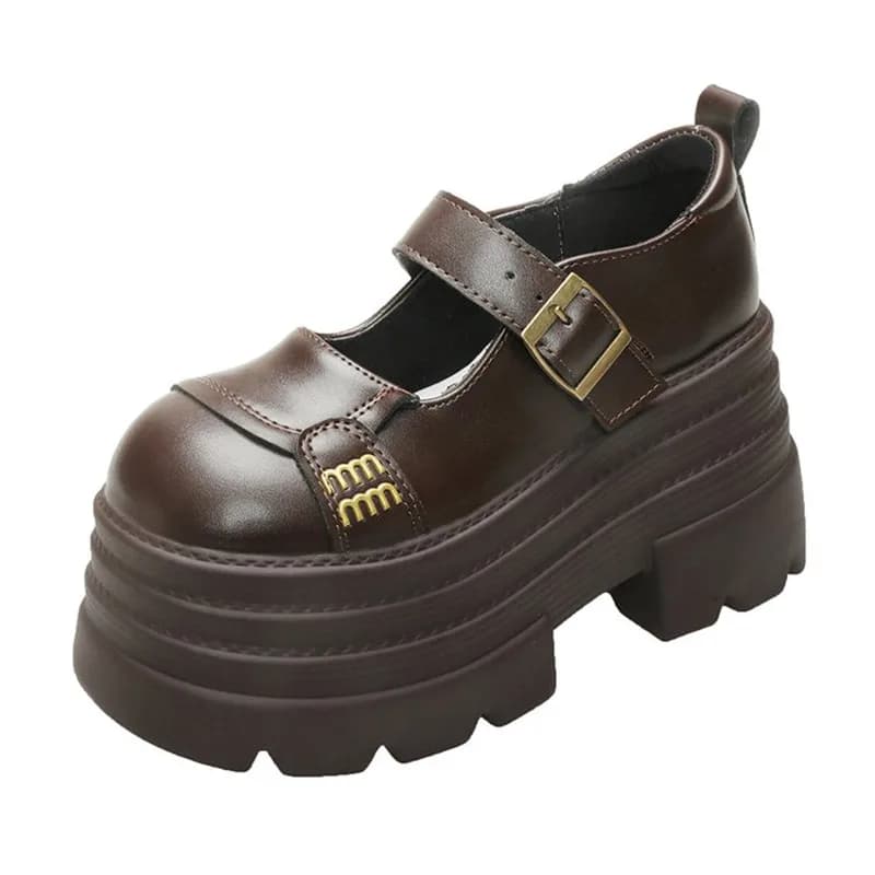 Sneakers con plateau da donna in pelle verniciata stile britannico, con tacco alto e zeppa, nuove scarpe casual autunnali da donna, altezza 10 cm