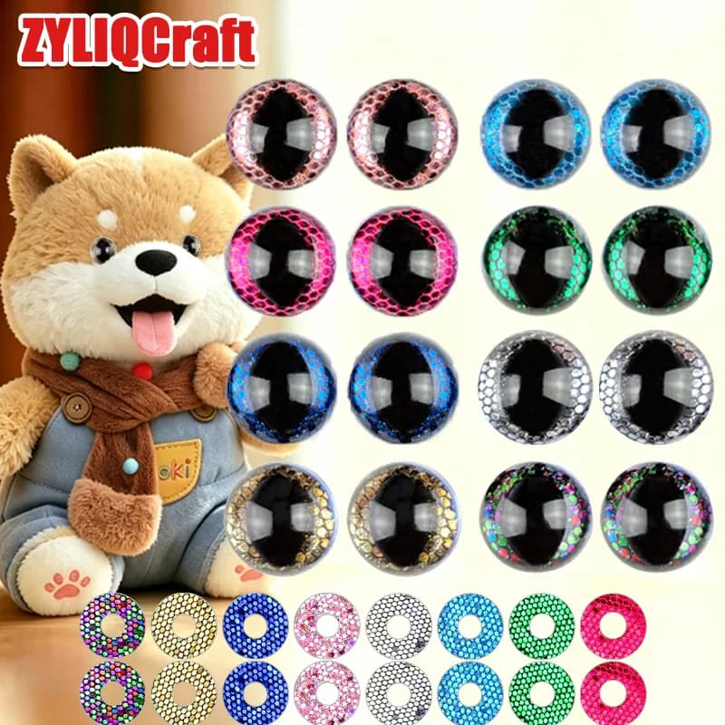 16Pcs 3D Honeycomb Cat Safety Eyes, Crochet Toy, Sparkling Amigurumi Crafts, Plush Doll Eyes, DIY Toy Accessories