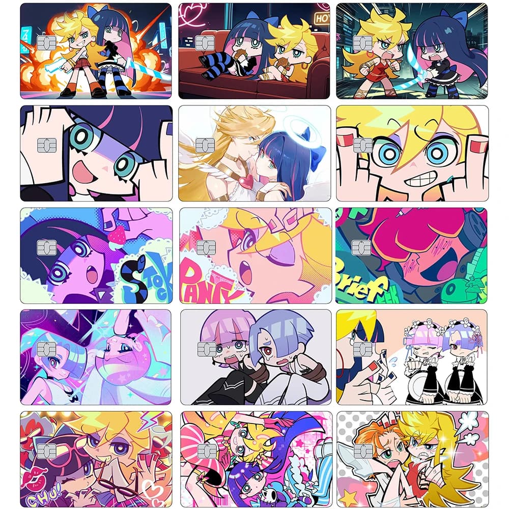 Anime Panty & Stocking with Garterbelt‌ Credit Card Skin Stocking Anarchy Matte Stickers for VISA Bank Card JCB and Mastercard
