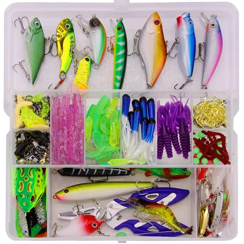 Wehe 300Pcs Lure Fishing Bait Set Multi Layer Swimbaits Hard Soft Plastic Crankbait Minnow Jig Hooks Tackle Box Kit Accessories