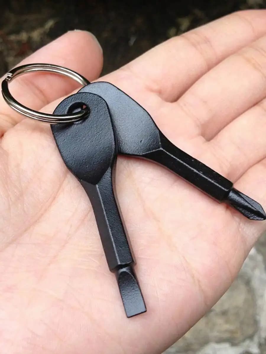 Fashionable Mini Screwdriver Keychain Set, 2-Piece Portable Repair Tool, Bag Charm and Car Accessory, Unique Present