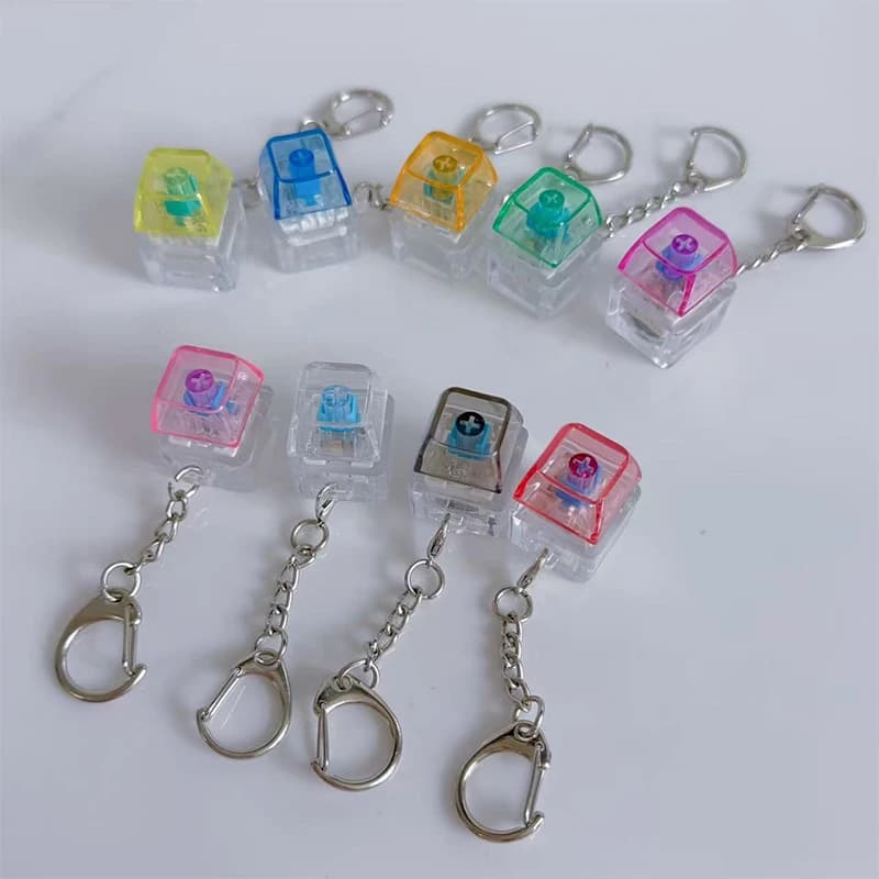 1Keys Portachiavi con Tastiera Meccanica a LED Trasparente Colorata, Antistress, Giocattolo DIY con Copritasti, Tester per Switch e Alberi di Tastiera