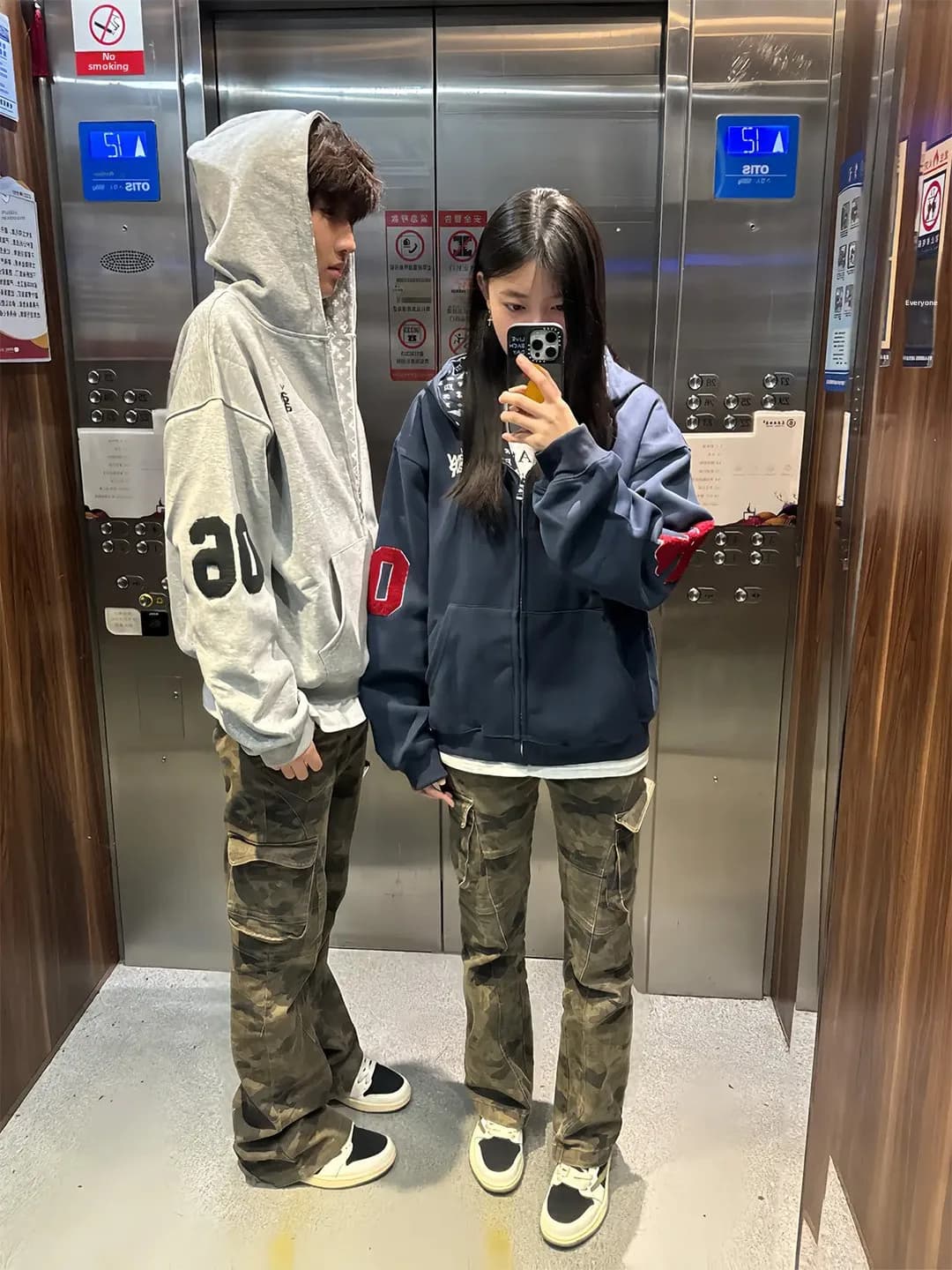 American Sle Camouflage Fce Lined Work Trousers Men's Autumn Winter High Street Straight Leg Narrow Fit Bell Bot Jeans