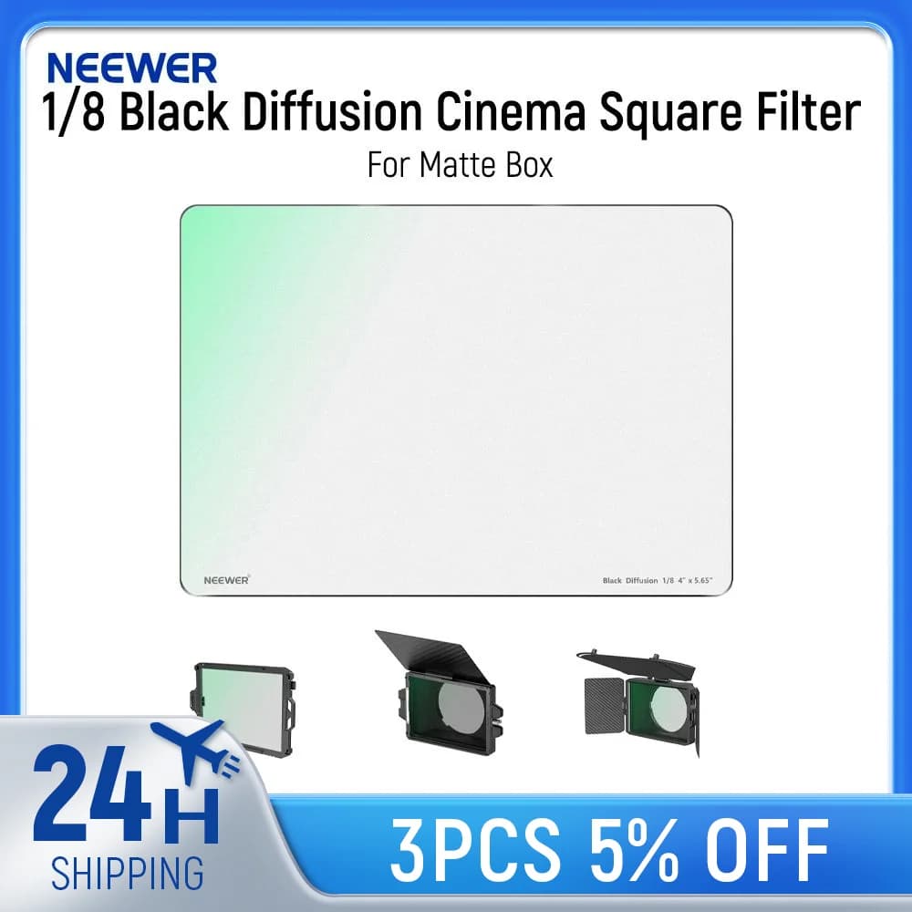 NEEWER 1/8 Nebbia a diffusione nera Effetto sognante 4"x5,65" Filtro quadrato Cinema con vetro ottico HD per scatola opaca