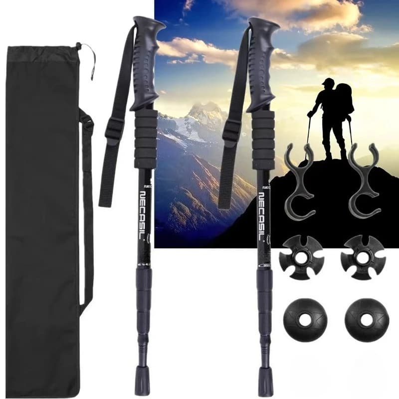 2 pcs/Lot Trekking Stick Walking Stick Nordic Walking Stick Aluminum Ski Camp Telescopic Stick Outdoor Trekking Sticks