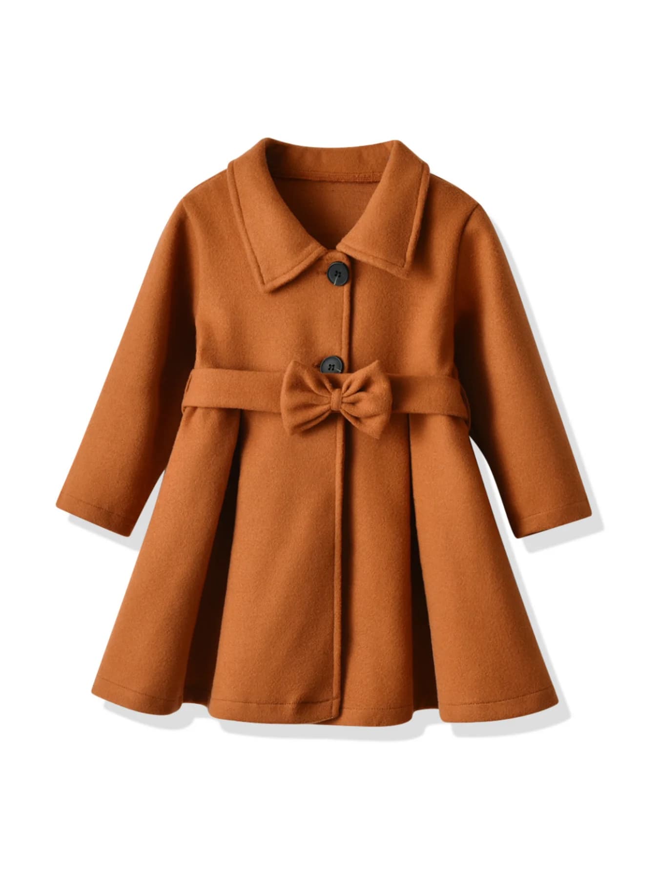 Spring and Autumn Girls' Single-breasted Toddler Jacket Girls' Casual Solid Color Cute Bow Belt Jacket
