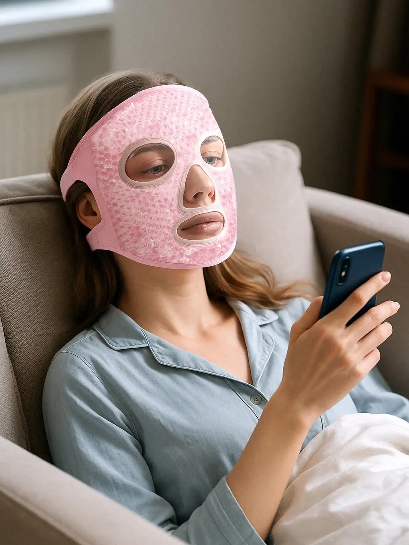 Maschera viso refrigerante, impacco freddo, maschera per il viso, maschera occhi caldo/freddo, impacco in gel, impacco ghiacciato, impacco freddo, impacco caldo/freddo in gel per collo e spalle, set maschera occhi fredda, maschera occhi fredda riutilizzabile, sollievo dalla fatica, maschera viso e occhi in gel con perle rinfrescanti per casa e spa
