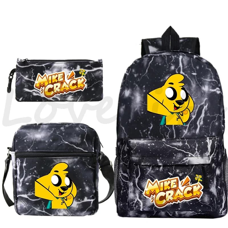 Cartoon Mikecrack Zaino 3 Pz/set Zaino Con Cerniera Ragazzi Ragazze Borse Da Scuola Anime Zaino Per Bambini Bookbag Borsa Da Viaggio Mochila