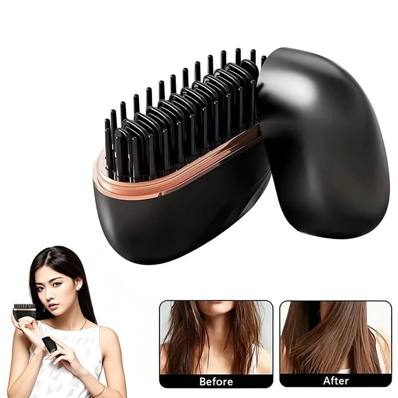 Electric Heating Hair Straightener Brush Portable Mini Hair Straightener 3 Temperature Hot Hair Comb Anti-Scald For Men & Women