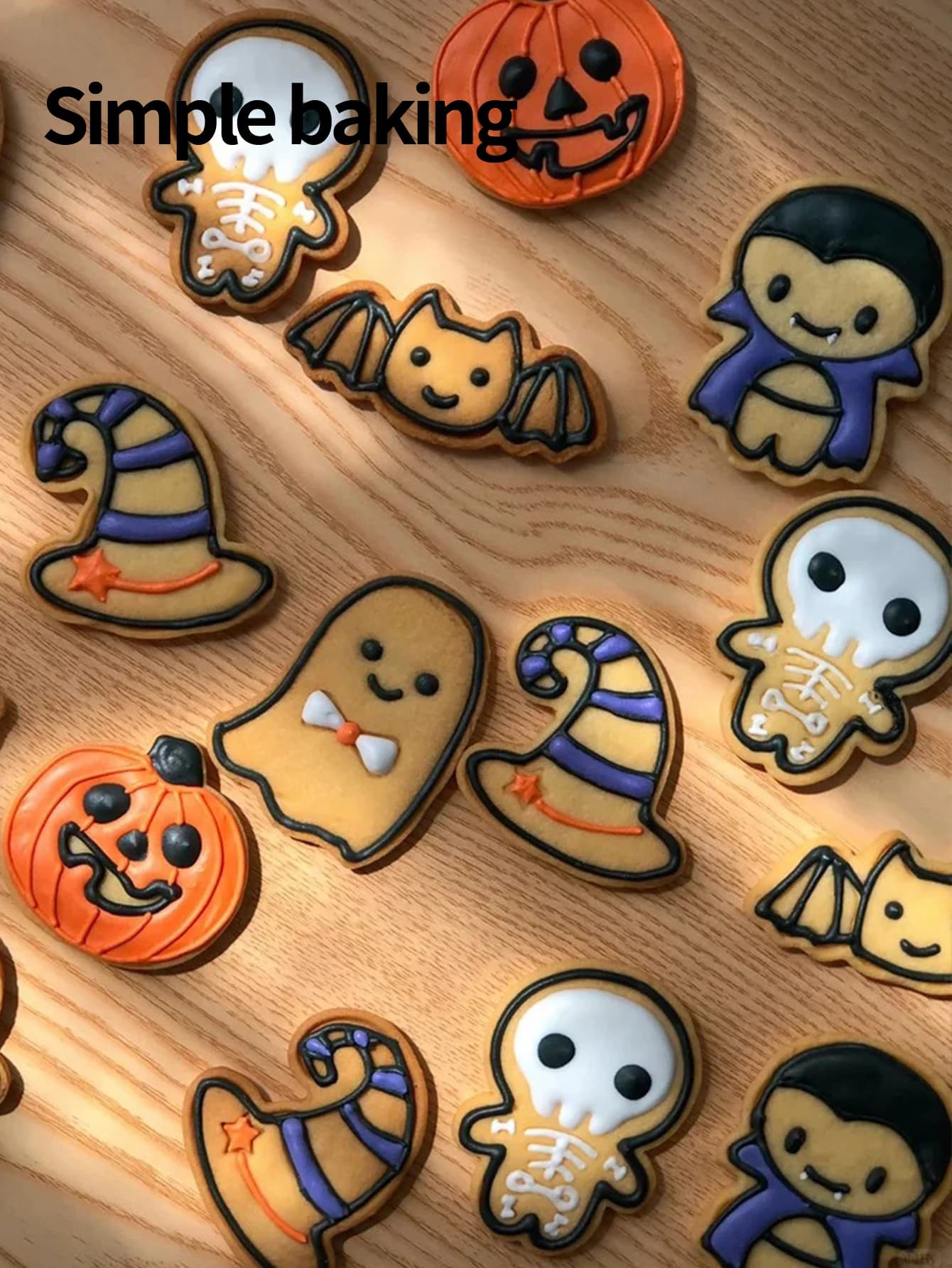 A Halloween-Themed Cookie Mold Set. Multiple Cute Cartoon-Style CharacterCookie Stamps. Cookie Cutters For Party Decoration