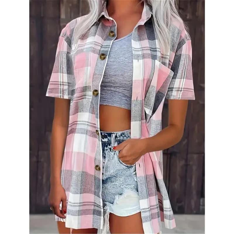 Plus Size 1XL-5XL Fashion Women's Fashion Shirt Shirt Women's Shirt Casual Print Short Sleeve Button Up Collector's Shirt Top