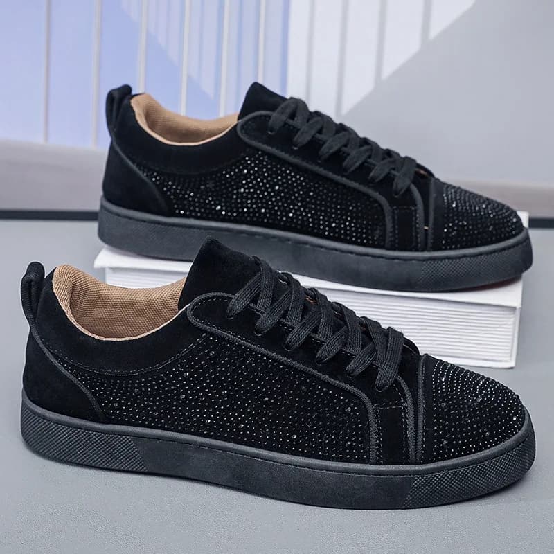 Scarpe casual da uomo con suola rossa con strass caldi Scarpe da ginnastica per ragazzi sociali Scarpe sportive di tendenza alla moda Scarpe da ginnastica per giovani in stile di nicchia spirituale