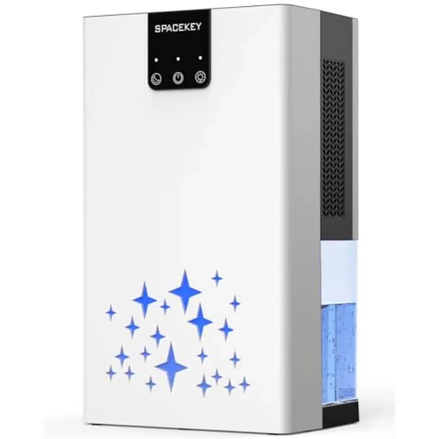 Deumidificatore con serbatoio d'acqua da 95 OZ per la casa con spegnimento automatico, 1000 sq. Deumidificatore in bianco per camera da letto, bagno, seminterrato, camper