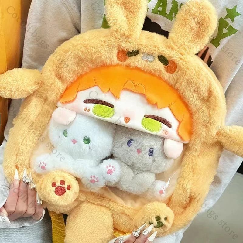 Backpack Ita Bag Series Light and Night with Transparent Pocket, Kawaii handbag in Women's Plush, Women's Casual Backpack
