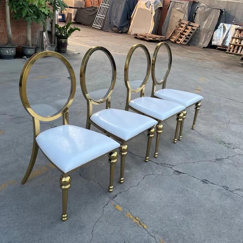 TOP 50 pezzi popolare nuovo design morbido cuscino in acciaio inossidabile O back sedia per eventi da pranzo per banchetti