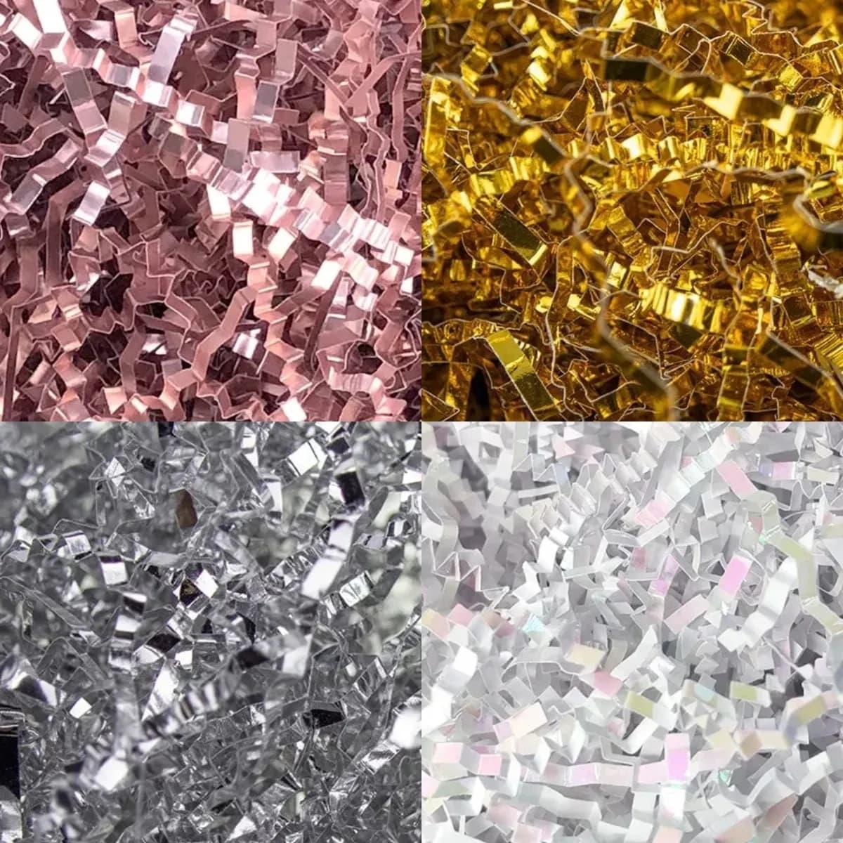 Glitter Lamina di metallo Laser brillante Decorazione in oro rosa rosa Coriandoli Pieghe spiegazzate Craft Raffia Carta Confezione regalo Materiale di riempimento