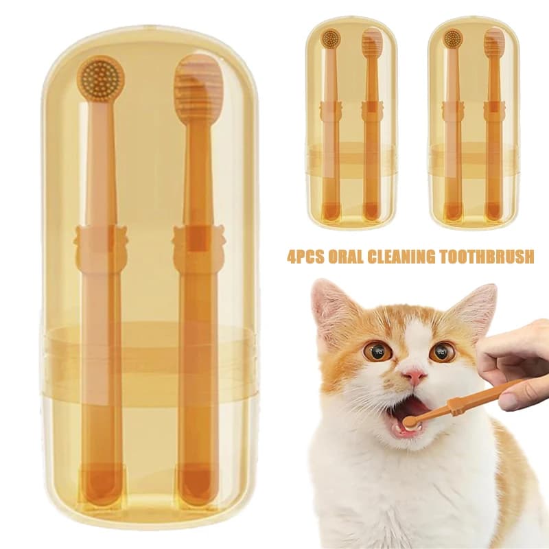Kit per la Pulizia dei Denti di Cani e Gatti: Spazzolino Morbido in Silicone, Dentifricio e Accessori per l'Igiene Orale