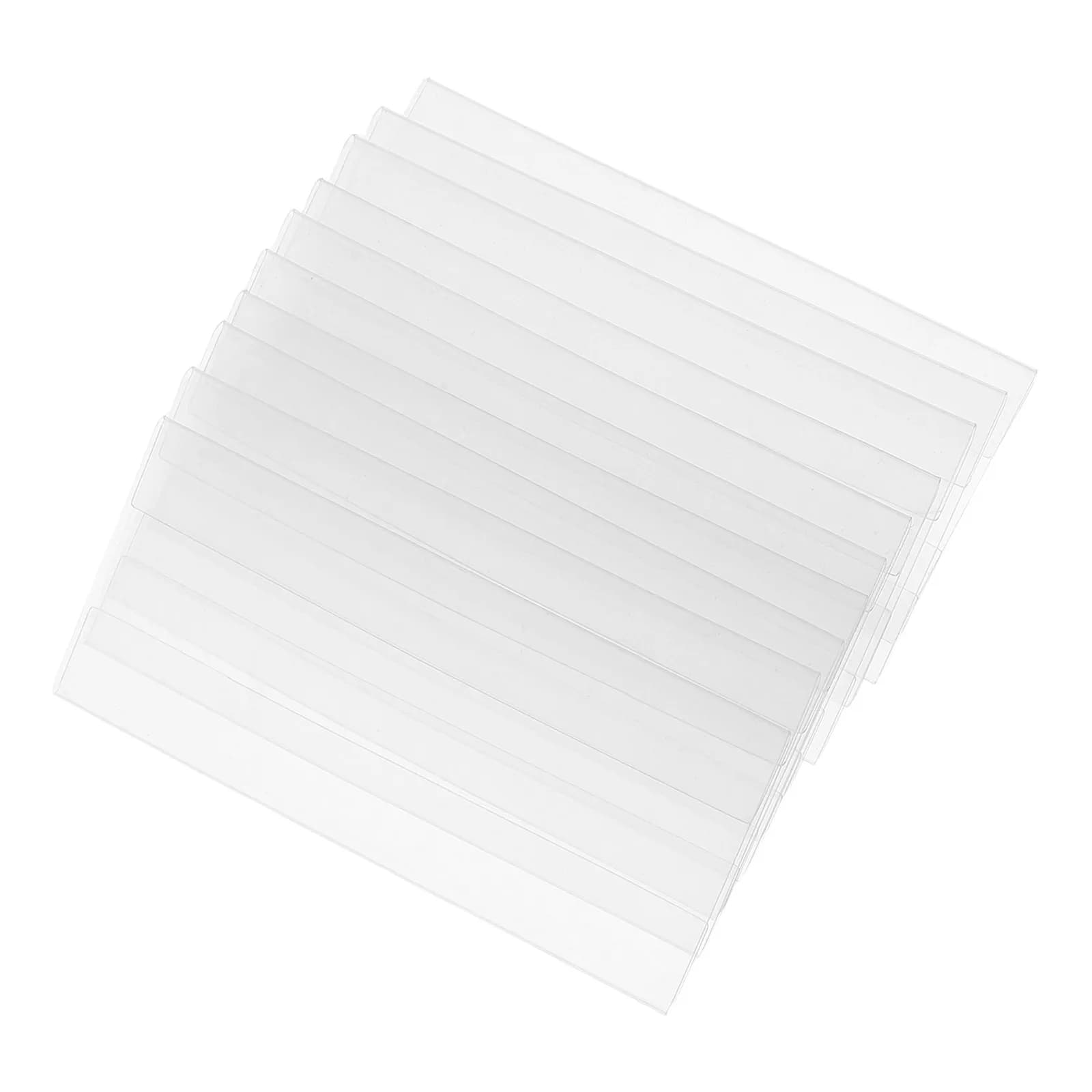 10 Pezzi Porta Etichette in Plastica Trasparente per Etichette in PVC, Supporto Adesivo Piatto, Angolo di Visualizzazione Regolabile, Coperture Riutilizzabili per Schede Indice per Cavi