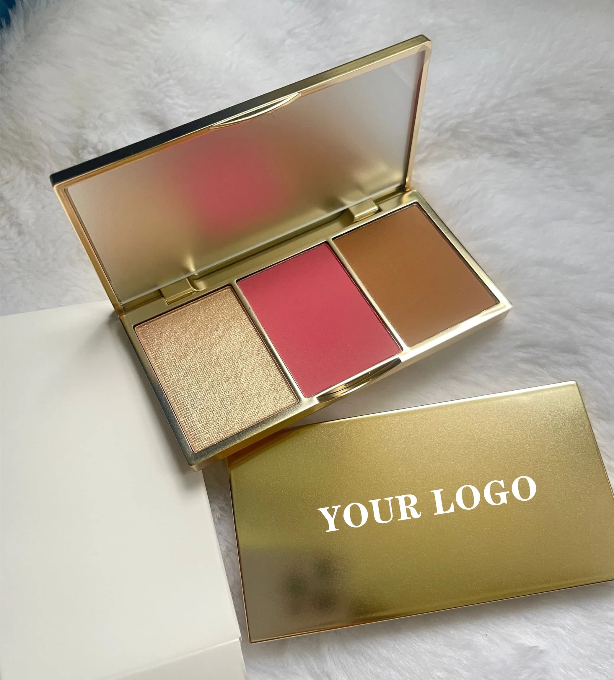 3 in 1 highlighter contour Blush Palette Logo custom make face powder pressed Bronzer fard high pigmentation cosmetics Bulk 10