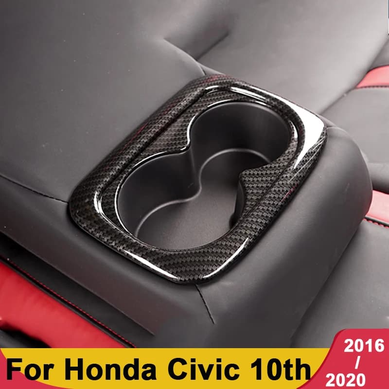 ABS Car Seat Back Row Water Cup Holder Cover Frame Panel Trim Sticker Accessories For Honda Civic 10th 2016 2017 2018 2019 2020