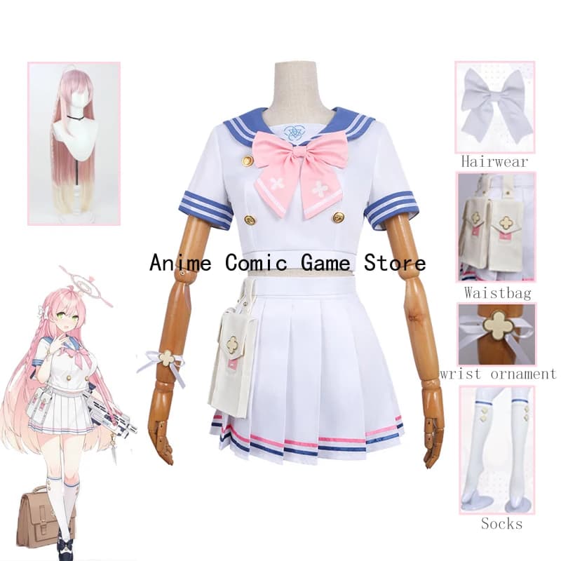 In Stock Blue Archive Urawa Hanako Cosplay Costume Wig Anime Game Project MX Cosplay Dress Halloween Party Uniforms for Women