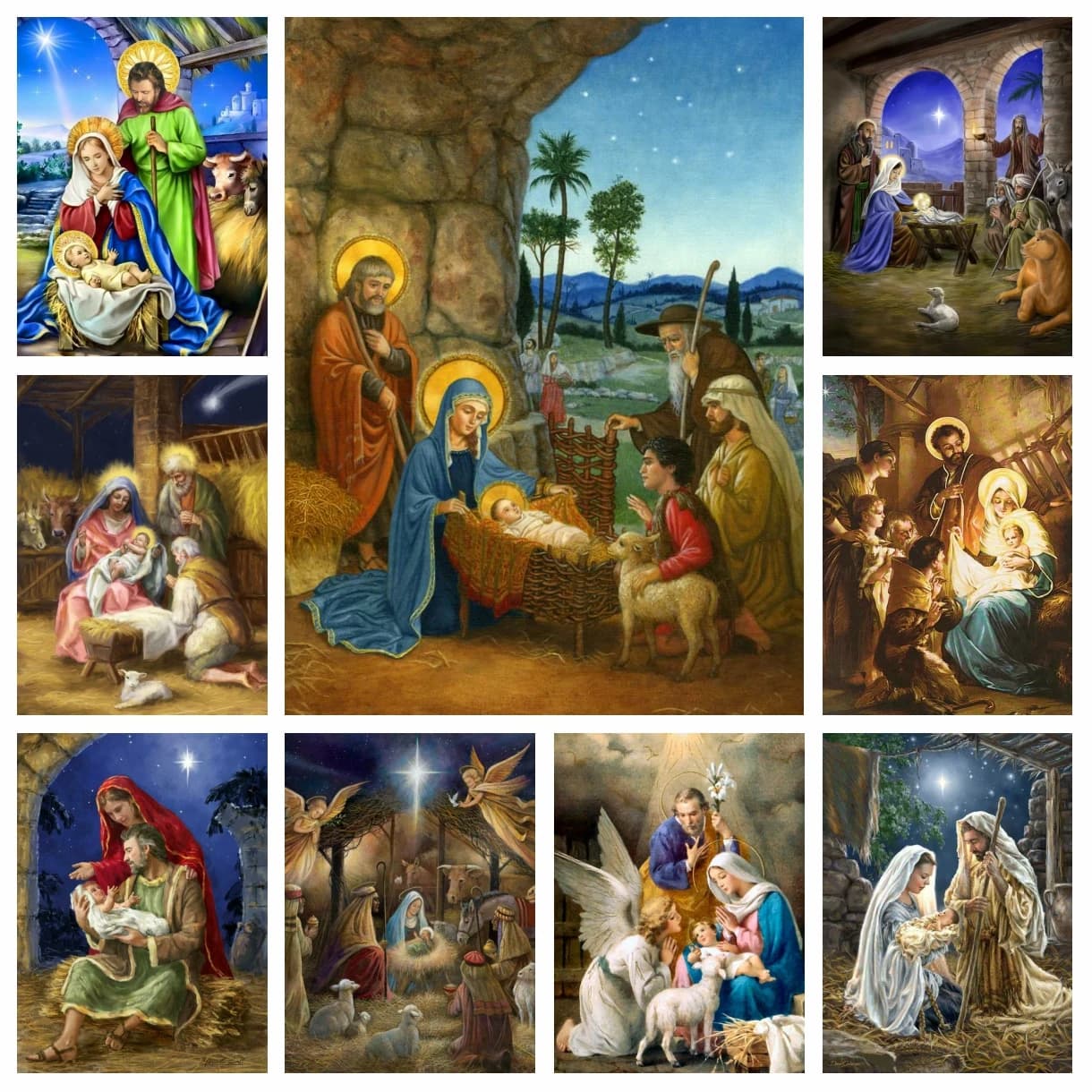 Jesus Christ Born Full Diamond Painting Nativity Religious Christmas Landscape Cross Stitch Embroidery Picture Mosaic Home Decor