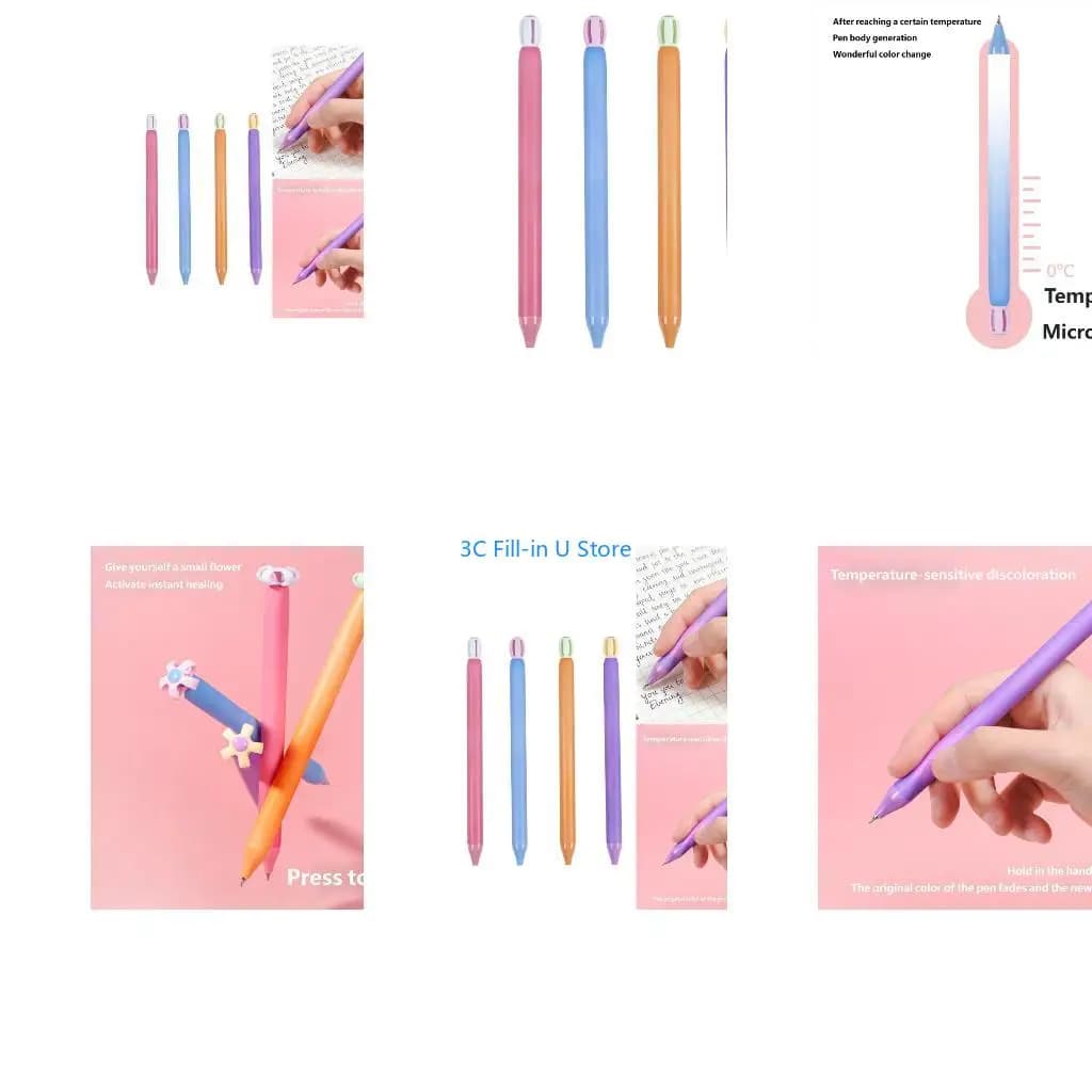 G8TA 4Pcs Ergonomic Grip Thermochromic Pen With 0.5MM Fine Point Retractable Gel Pen