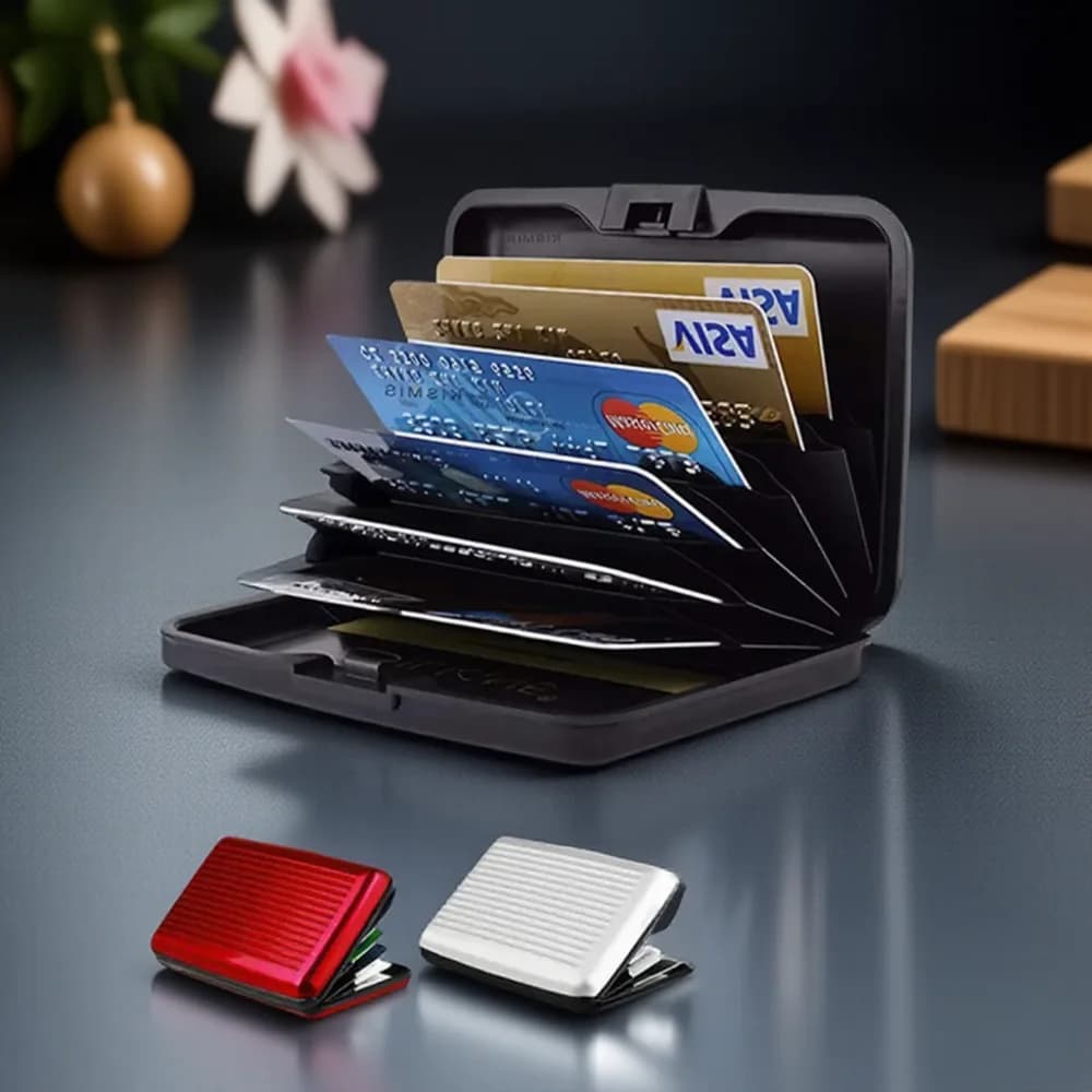 Porta carte da uomo con blocco RFID in alluminio Portafoglio sottile Protezione per carte di credito Design compatto Dropship