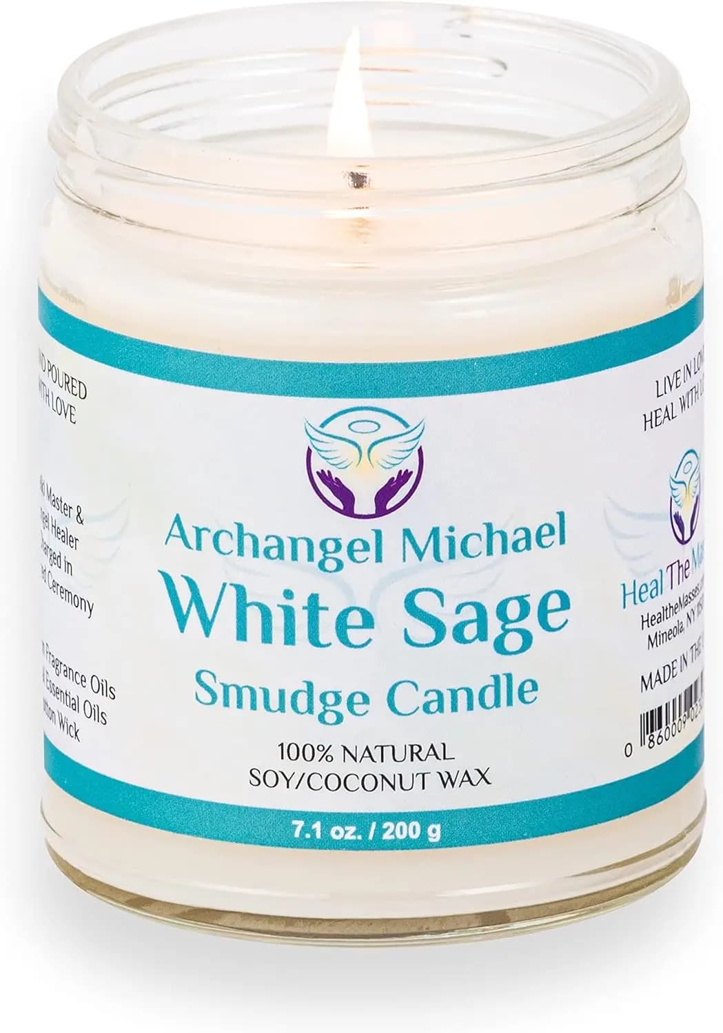 Candela alla Salvia Bianca per Purificazione della Casa e Guarigione dei Chakra | Aromaterapia naturale da 7 oz