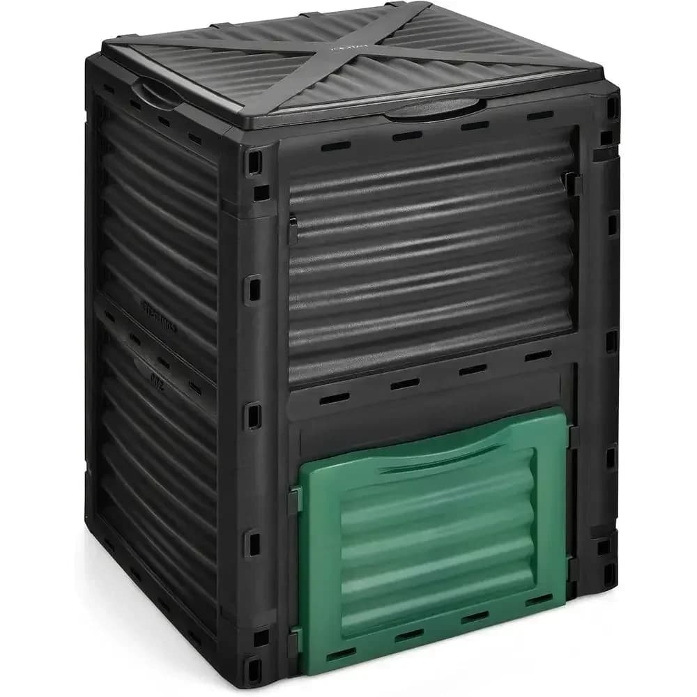 80 Gallon Outdoor Compost Bin with Lid for Kitchen and Garden Waste, Creates Rich Soil