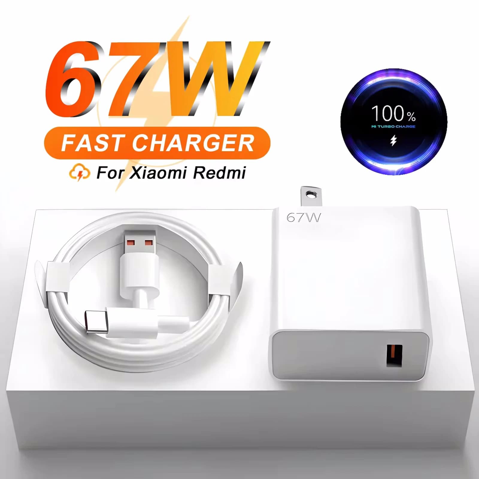 67W USB Caricatore rapido Ricarica rapida QC3.0 Tipo C Cavo Adattatore telefonico per Xiaomi 14 13 12 11 Ultra Redmi Note Turbo Caricabatterie da parete