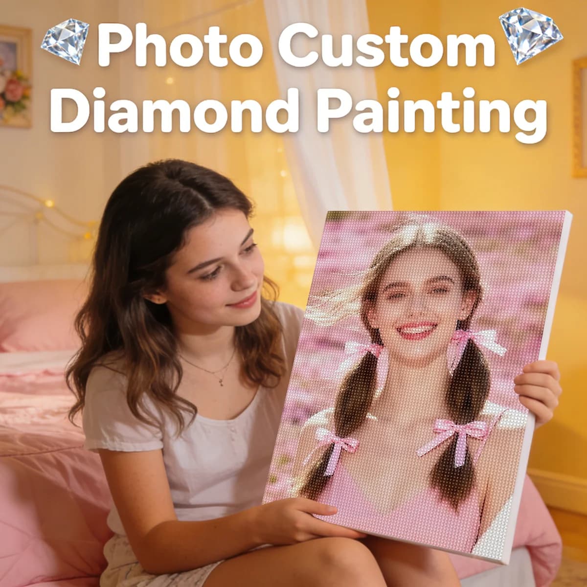 GATYZTORY Pittura Diamantata Personalizzata con Foto, Ricamo a Punto Croce Completo con Strass, Regalo Fai da Te