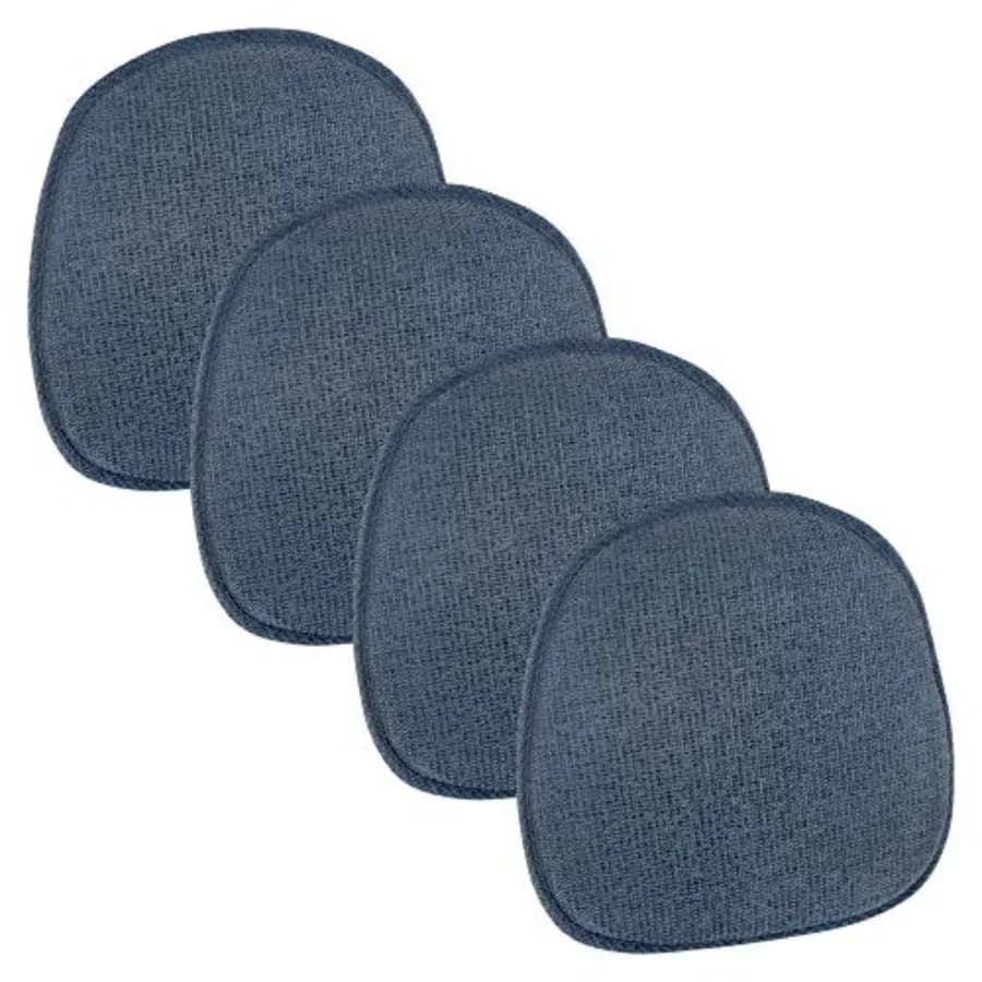 Gripper Non-Slip Mid Century Modern Shell Chair Cushion Assembled in USA Extra Thick Fill Omega Upholstery Fabric Set of 4 for