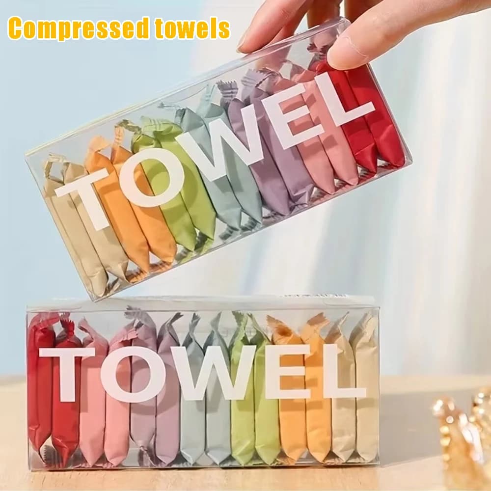 14 pz. Asciugamani da Viaggio Monouso Portatili, Salviette Quadrate Compresso Spesse per Pulizia Viso e Bellezza, Ideali per l'Igiene in Movimento
