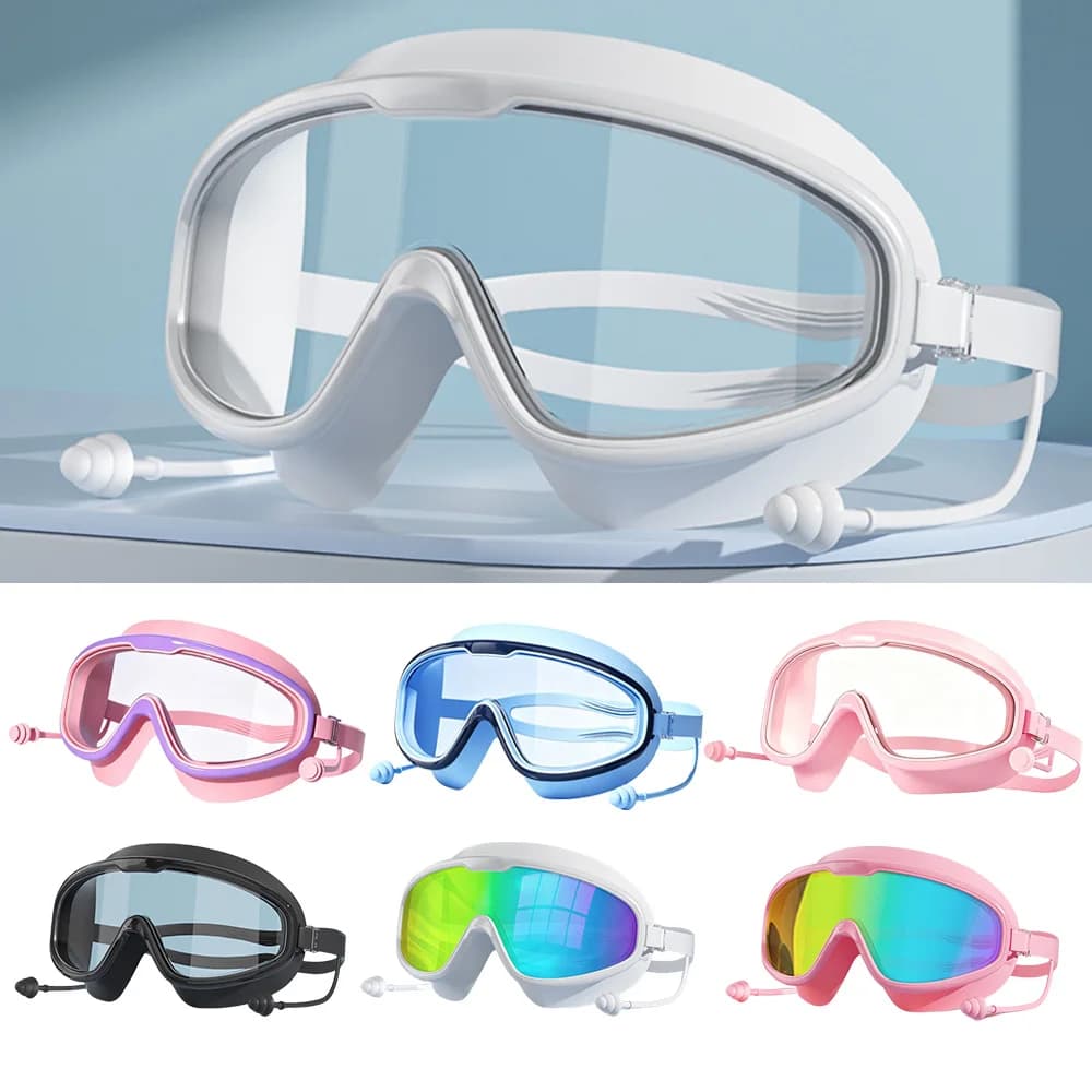 Leakproof Soft Silicone Wide Vision Swim Goggles, Dual Sizes for Family Outings, 1/2 Pack for Surfing Rafting Canoeing