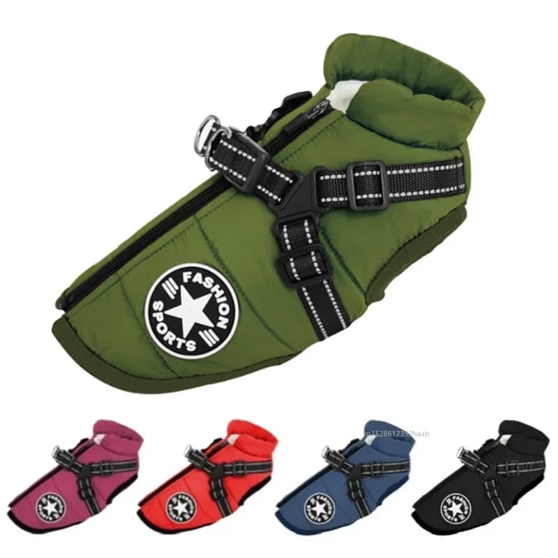 Giacca Invernale Calda per Cani con Imbracatura, Cappotto Impermeabile per Cani di Piccola e Media Taglia, Chihuahua, Bulldog Francese, Abbigliamento per Cani da Esterno
