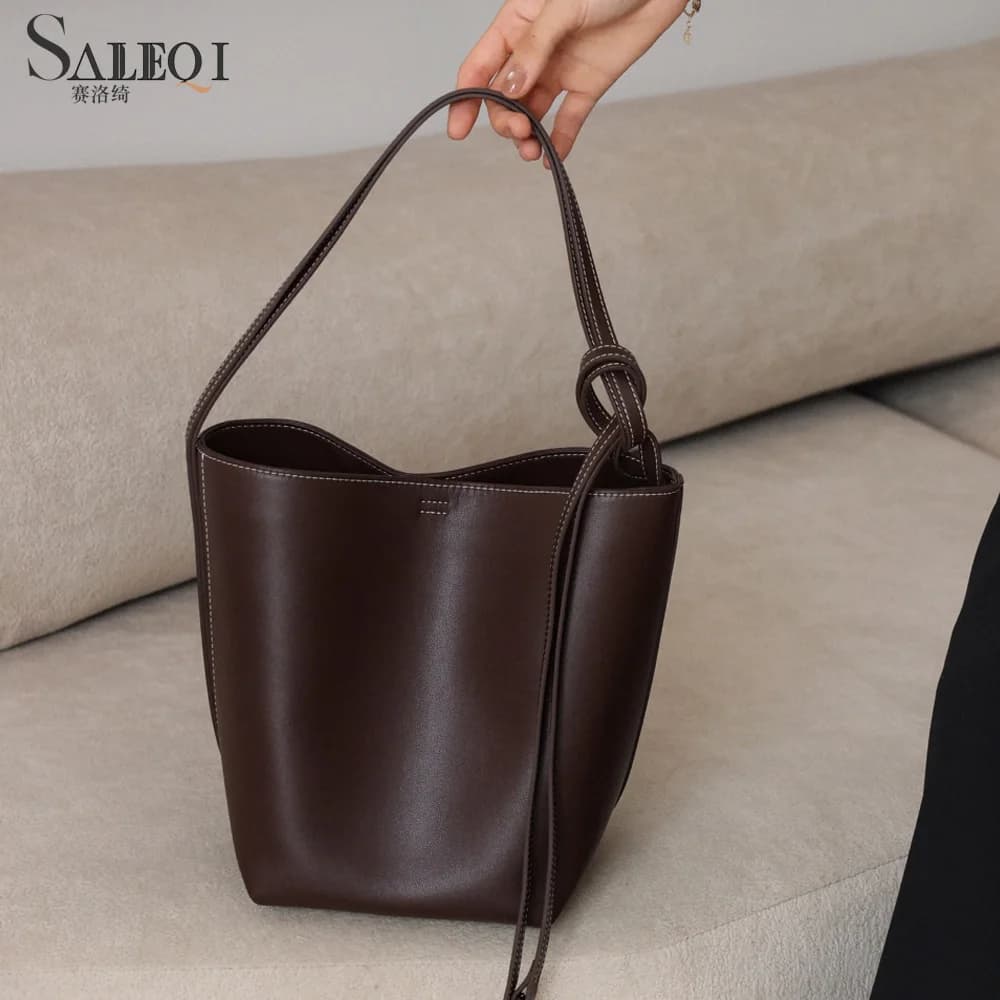 Genuine Grade Cow Leather Female Shoulder Crossbody Bucket Bags Luxury Designer Brand Women's Tote Handbag Ladies Backpacks New