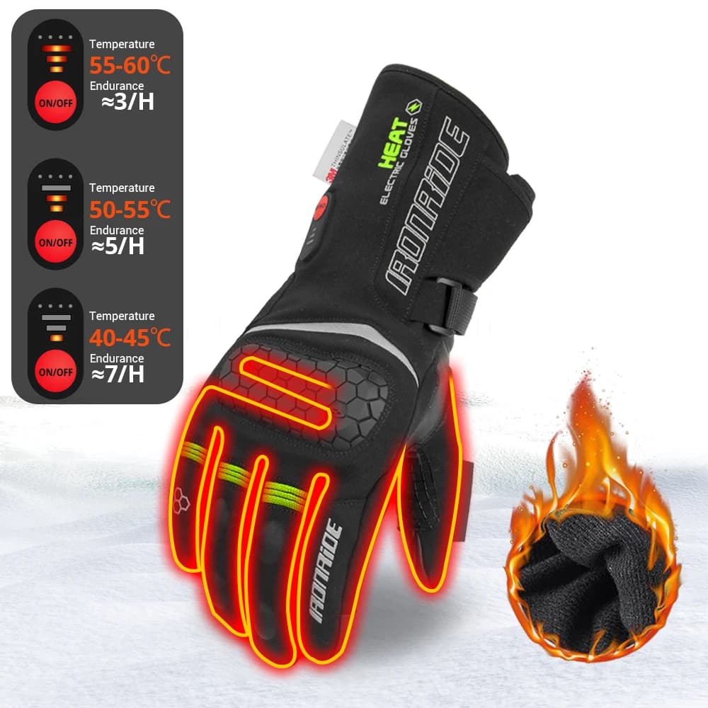 Guanti riscaldanti elettrici, guanti da moto caldi per esterni invernali, guanti da moto impermeabili e caldi