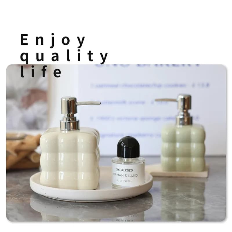 Ceramic Liquid Soap Dispenser 300ml Press Bottle Bathroom Accessories Household Body Wash Shampoo Dispenser