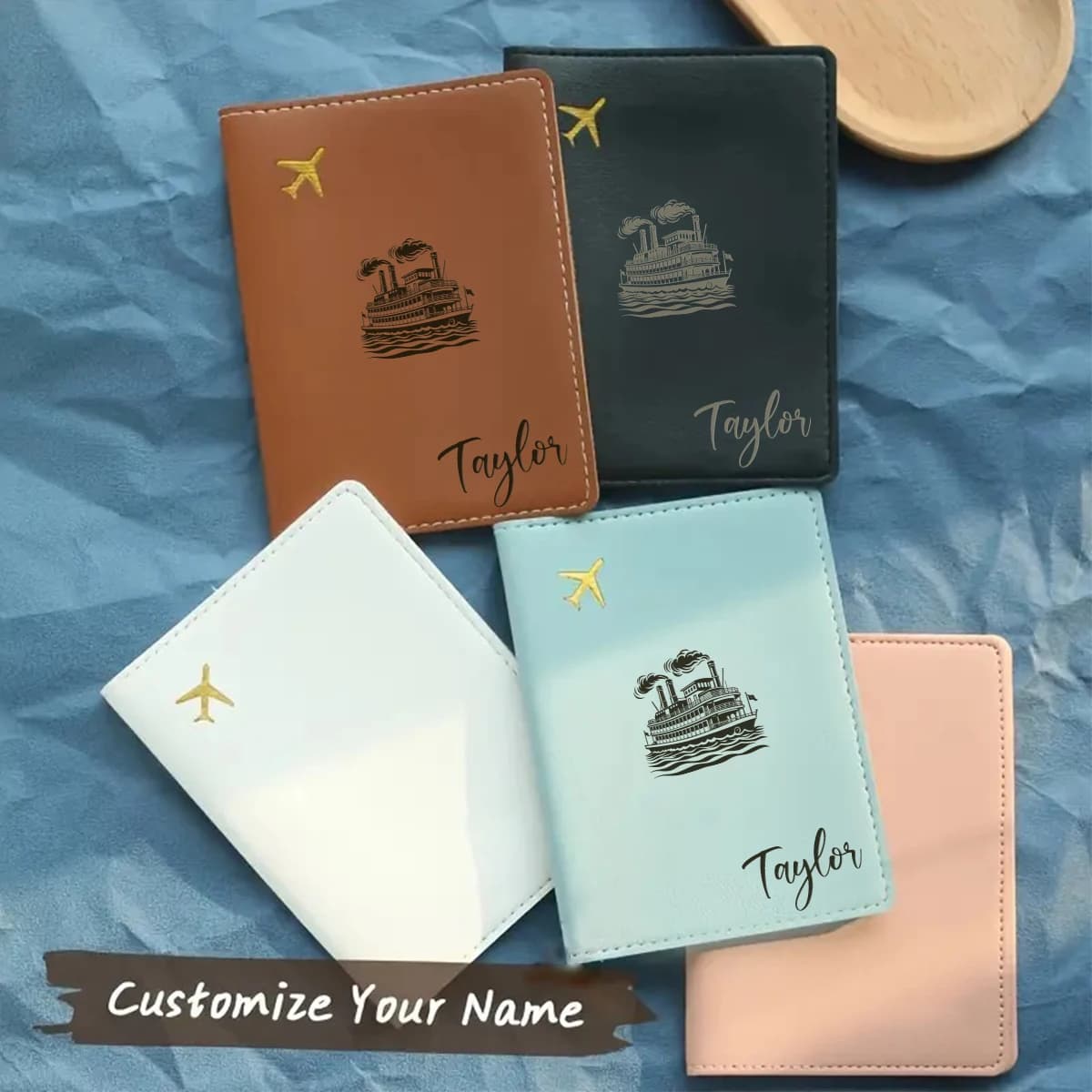 Set Porta Passaporto e Etichetta Bagaglio Personalizzati in Pelle, Regalo per le Vacanze, Design Unico