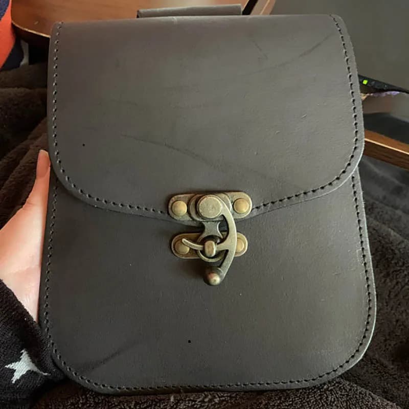 Borsa a tracolla in pelle PU stile vichingo medievale per uomo e donna, accessorio cosplay steampunk da cavaliere pirata, custodia antica per attrezzi