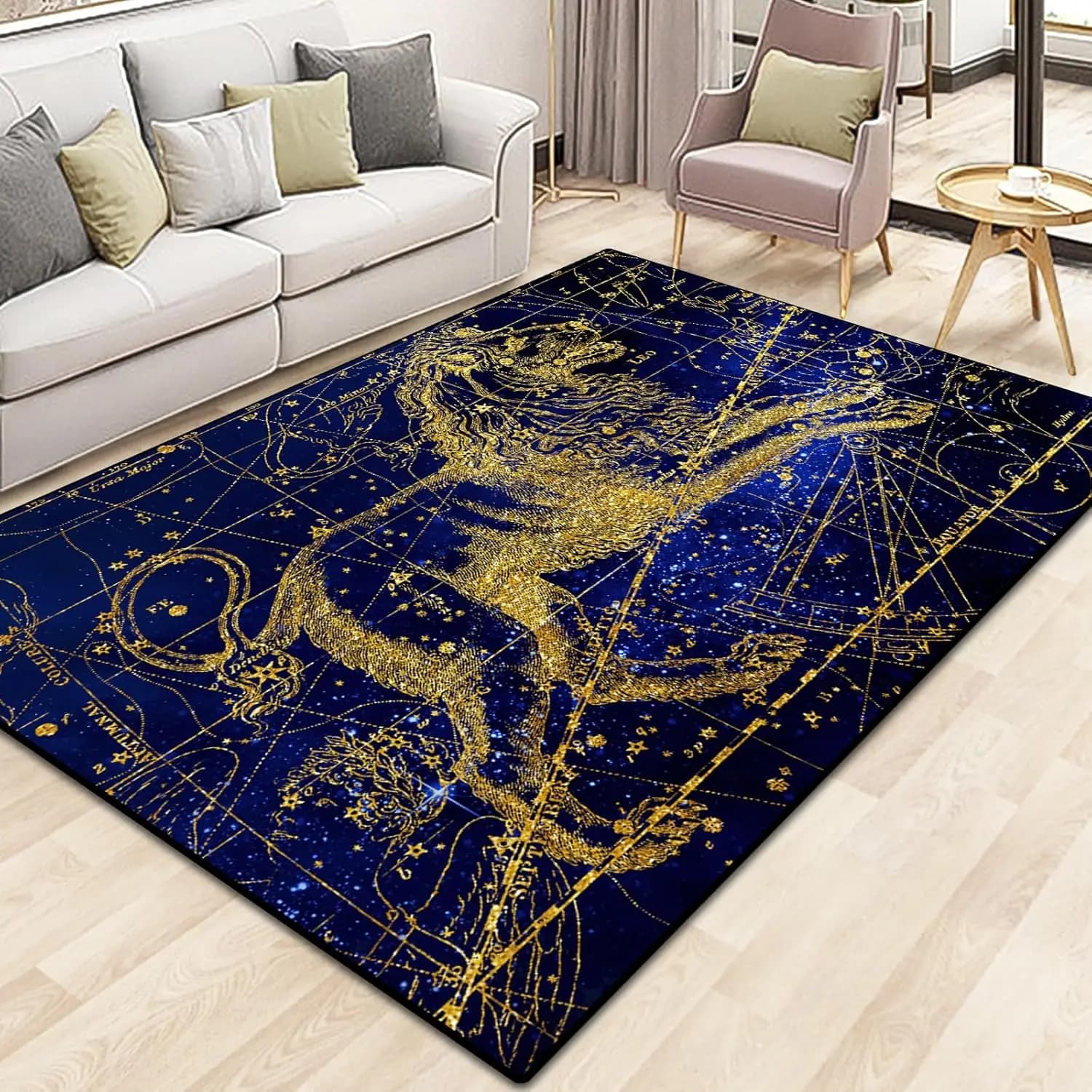Zerbino per tappeti per adolescenti con design costellazione, tappeto da pavimento a pelo basso per computer, camera da letto per bambini, ingresso frontale interno
