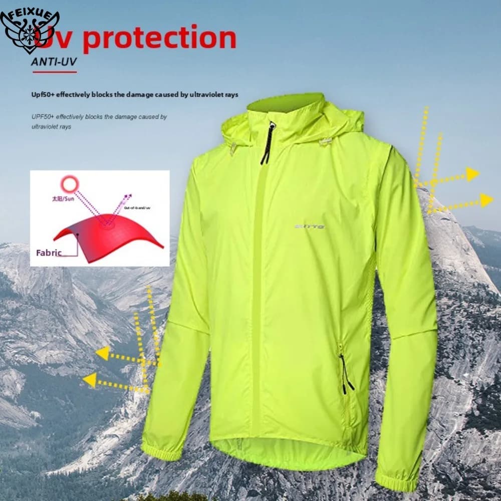 Giacca da ciclismo con maniche convertibili Giacca a vento da uomo staccabile per gilet Cappotto riflettente per bici da strada MTB idrorepellente