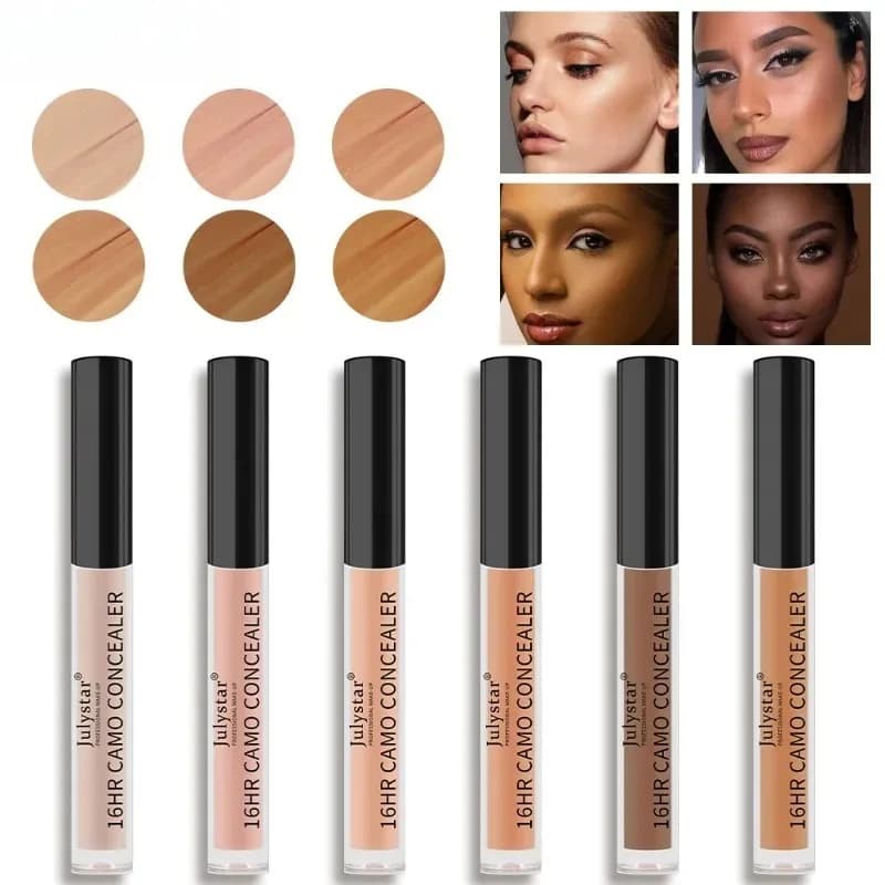 Correttore liquido impermeabile e resistente al sudore, in grado di coprire le occhiaie, i segni dell'acne e di illuminare il trucco per un lungo periodo.
