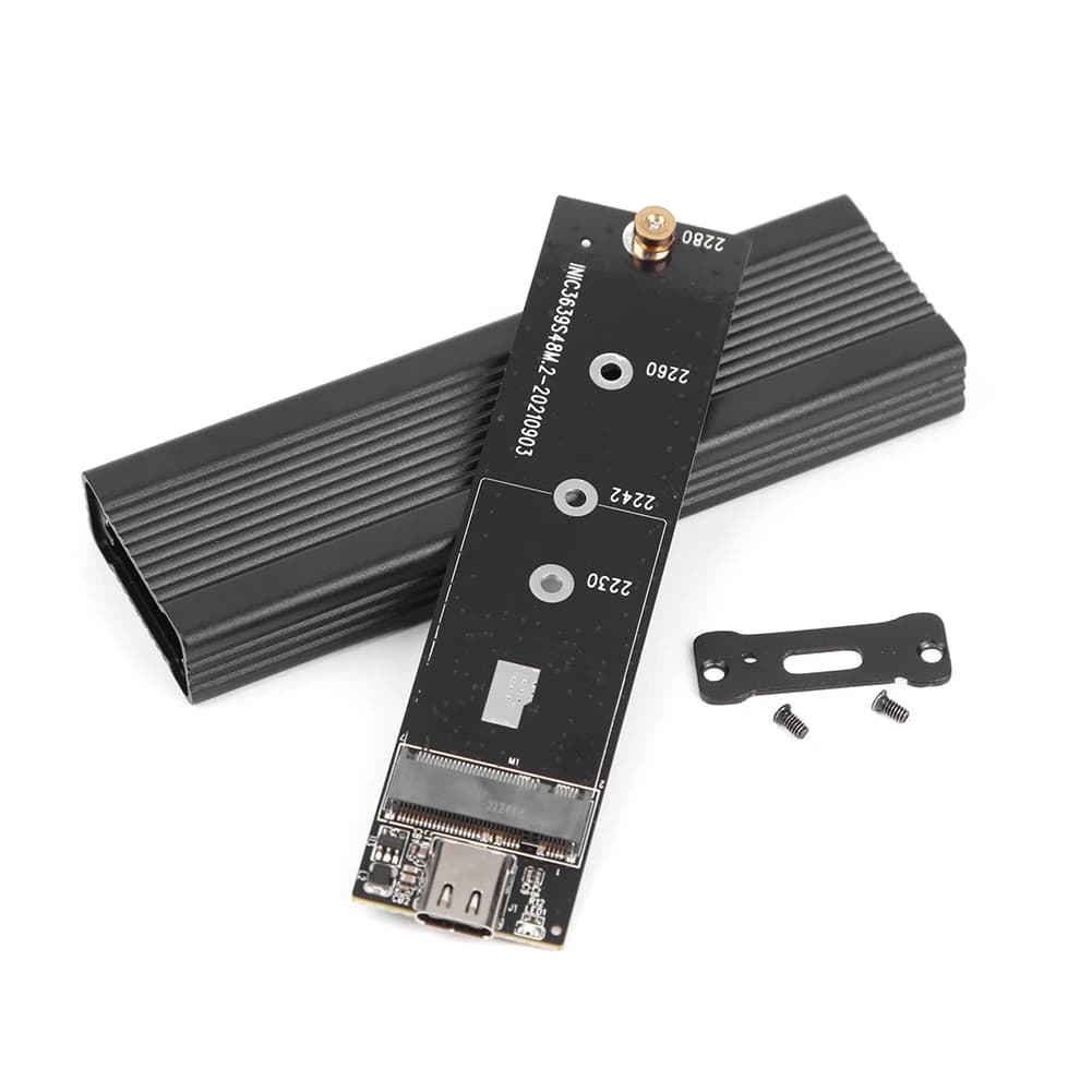 Box esterno per disco rigido M.2 in lega di alluminio con interfaccia USB-C, supporto protocolli SATA e NVMe (B-KEY)