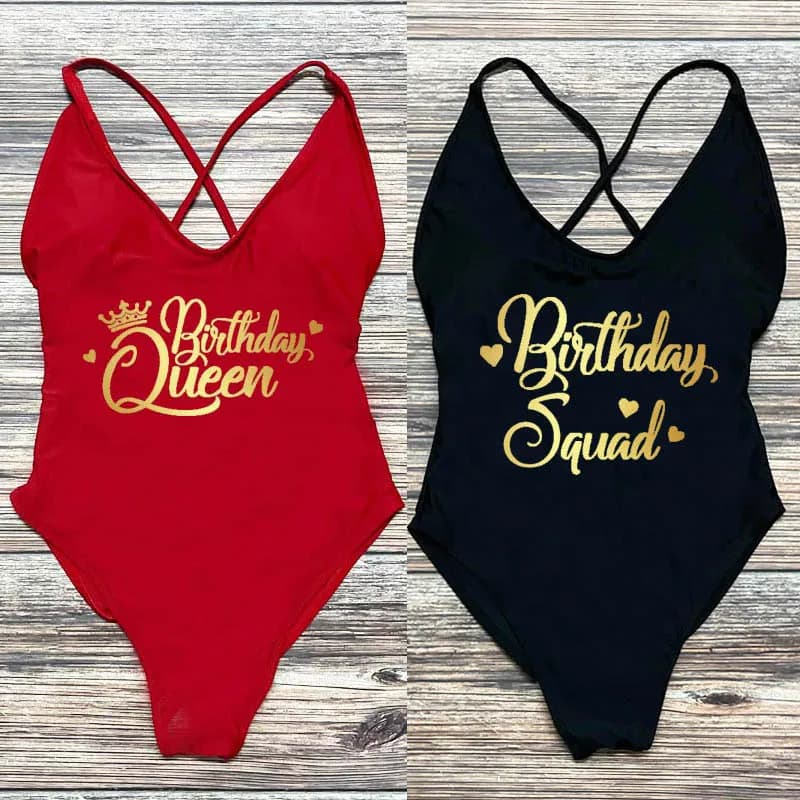Compleanno Queen Squad Costumi da bagno Donna Sexy imbottito Costume intero Donna Addio al nubilato Costume da bagno 2024 biquinis feminino