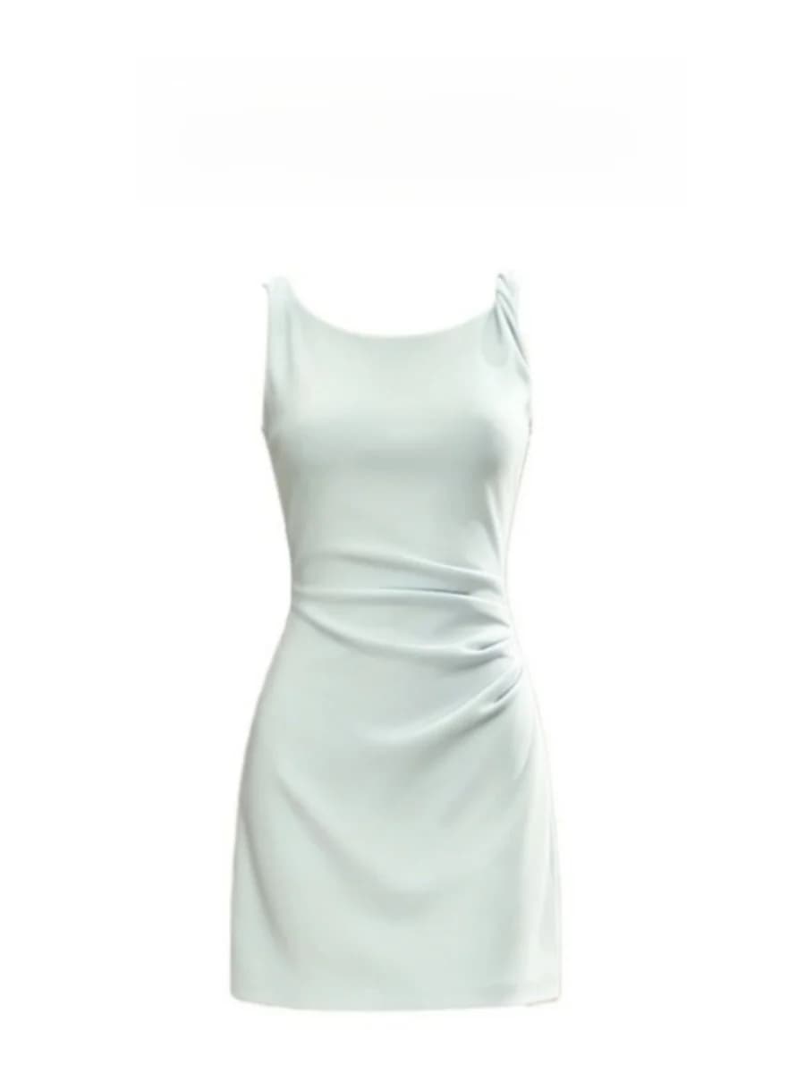 Abito da donna XIDU Gentle Pure Desire con cinturino a nodo, gonna corta a pieghe in vita, stile casual, linea ad A, per il lavoro