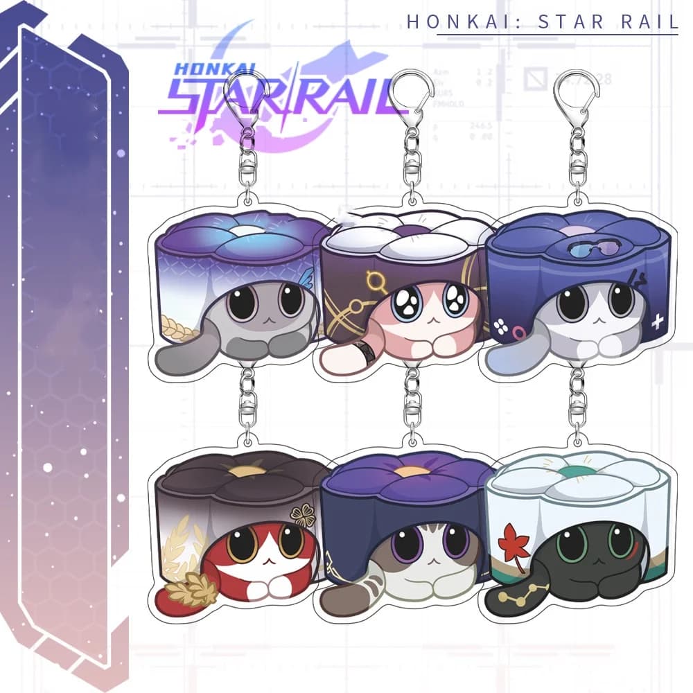 Honkai: Star Rail Cat Cake Keychain Ruan Mei Kafka Blade Himeko New Cute Cartoon Anime Backpack Pendant Key Ring Badge Gift
