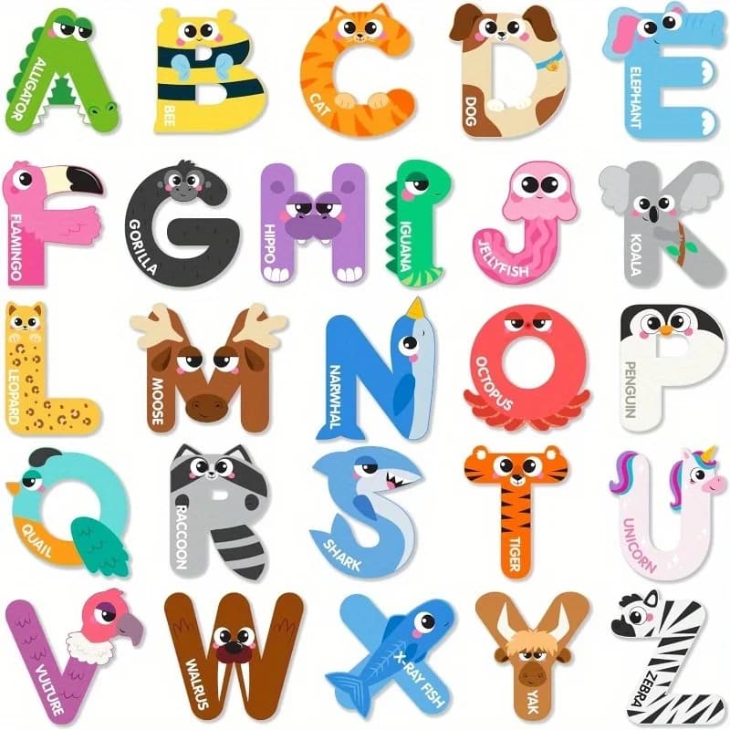 Lettere Magnetiche Alfabeto Animali Magneti da Frigo 26 Grandi Magneti ABC Giocattoli Educativi per l'Apprendimento dell'Ortografia