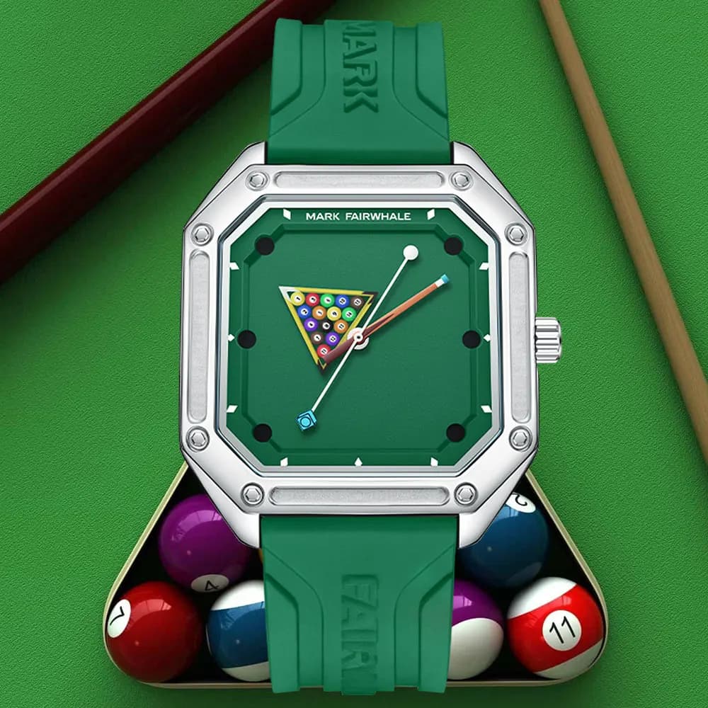 Mark Fairwhale New Men Quartz Watch Billiards Style Dial Fashion Watch Luminous Hand Square Waterproof Men Wristwatch 2025
